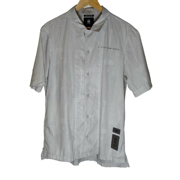 G-Star Raw Men’s Large White AOP Military Casual Button Down Short Sleeve Shirt - Picture 1 of 10